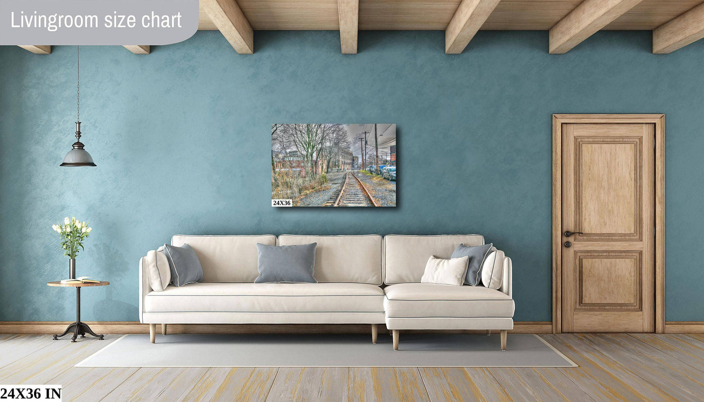 Beacon NY Train Tracks HDR Canvas Print – Cityscape Photography Wall Art