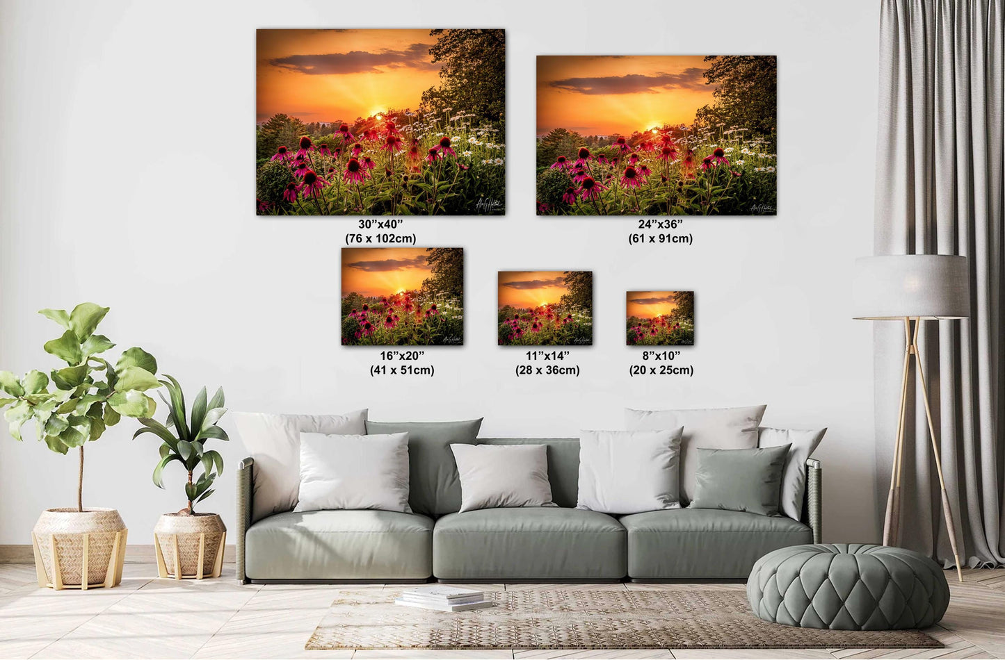 Sunset Flowers Canvas Print - Vibrant Wildflower Wall Art | Ready to Hang Nature Decor