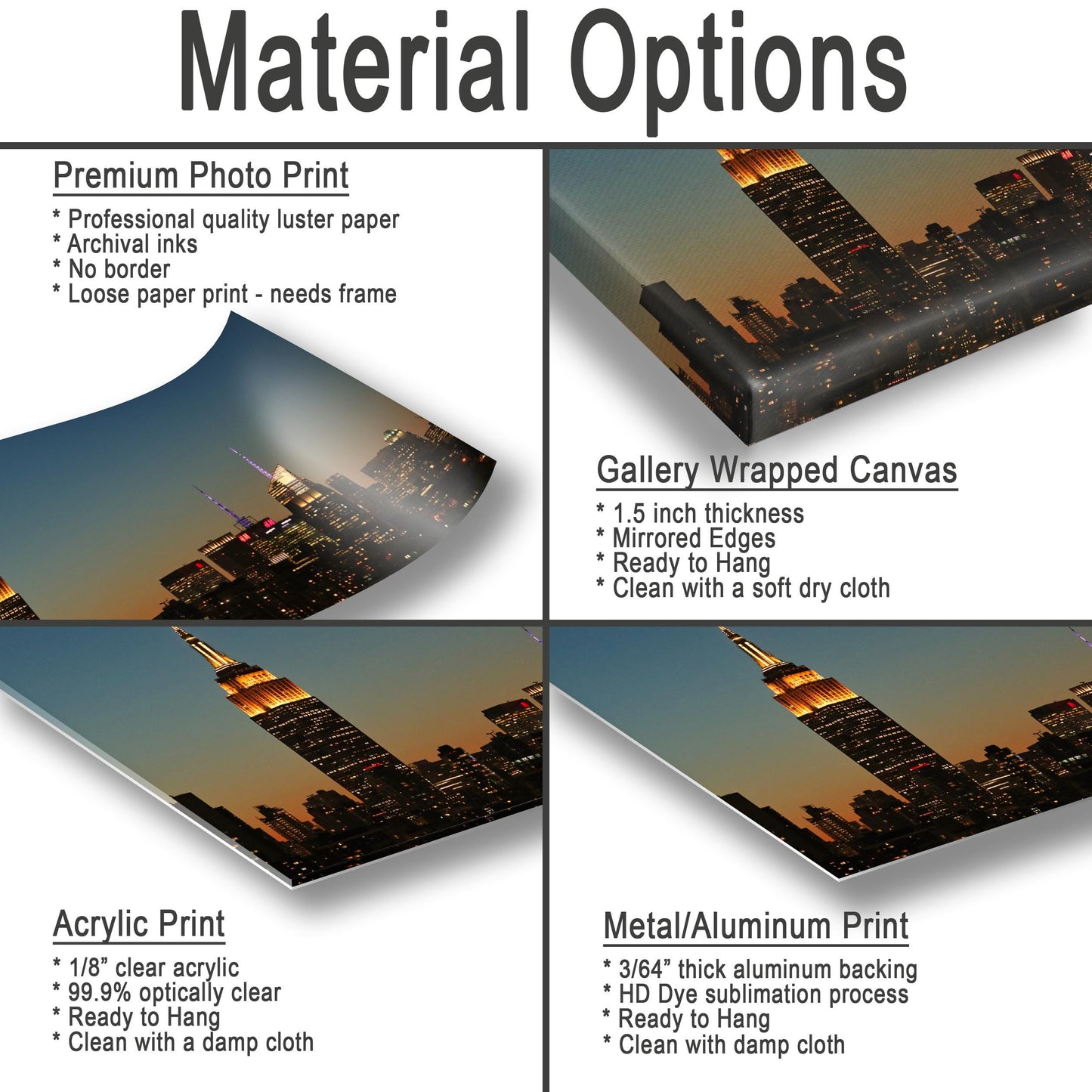 NYC Skyline Metal Print – Golden Hour Photography Urban Cityscape Art Poster