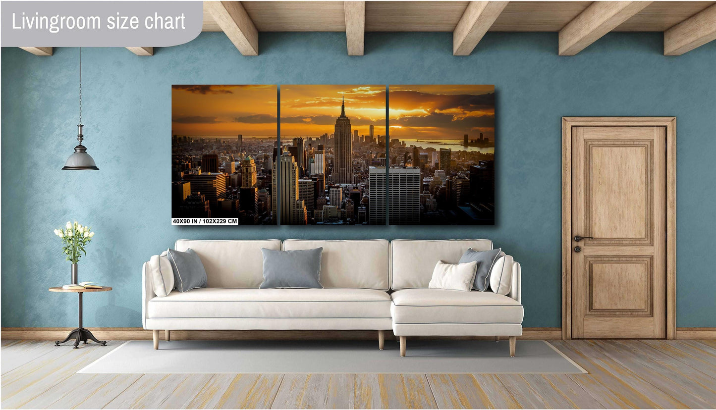 NYC Skyline Print - Top of the Rock Sunset Metal or Canvas Wall Art