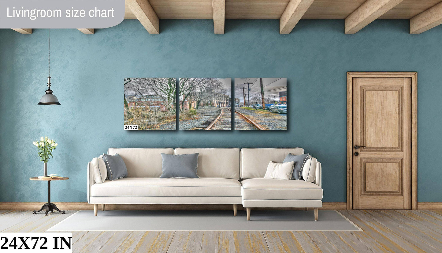 Beacon NY Train Tracks HDR Canvas Print – Cityscape Photography Wall Art