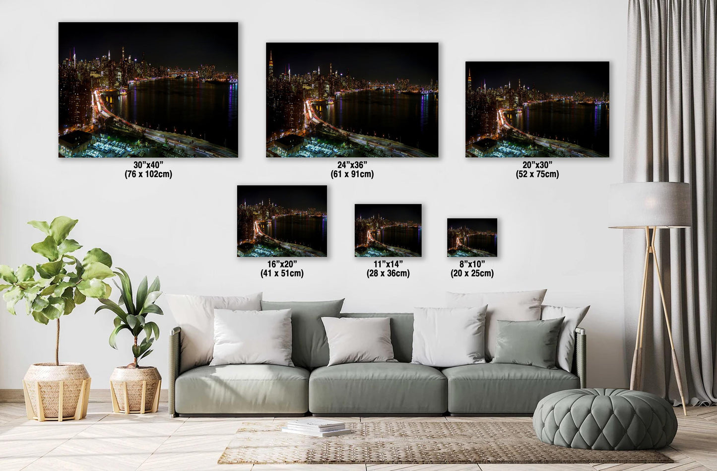 NYC Skyline Metal Print - Lower East Side Urban Wall Decor With Vibrant Night Photography