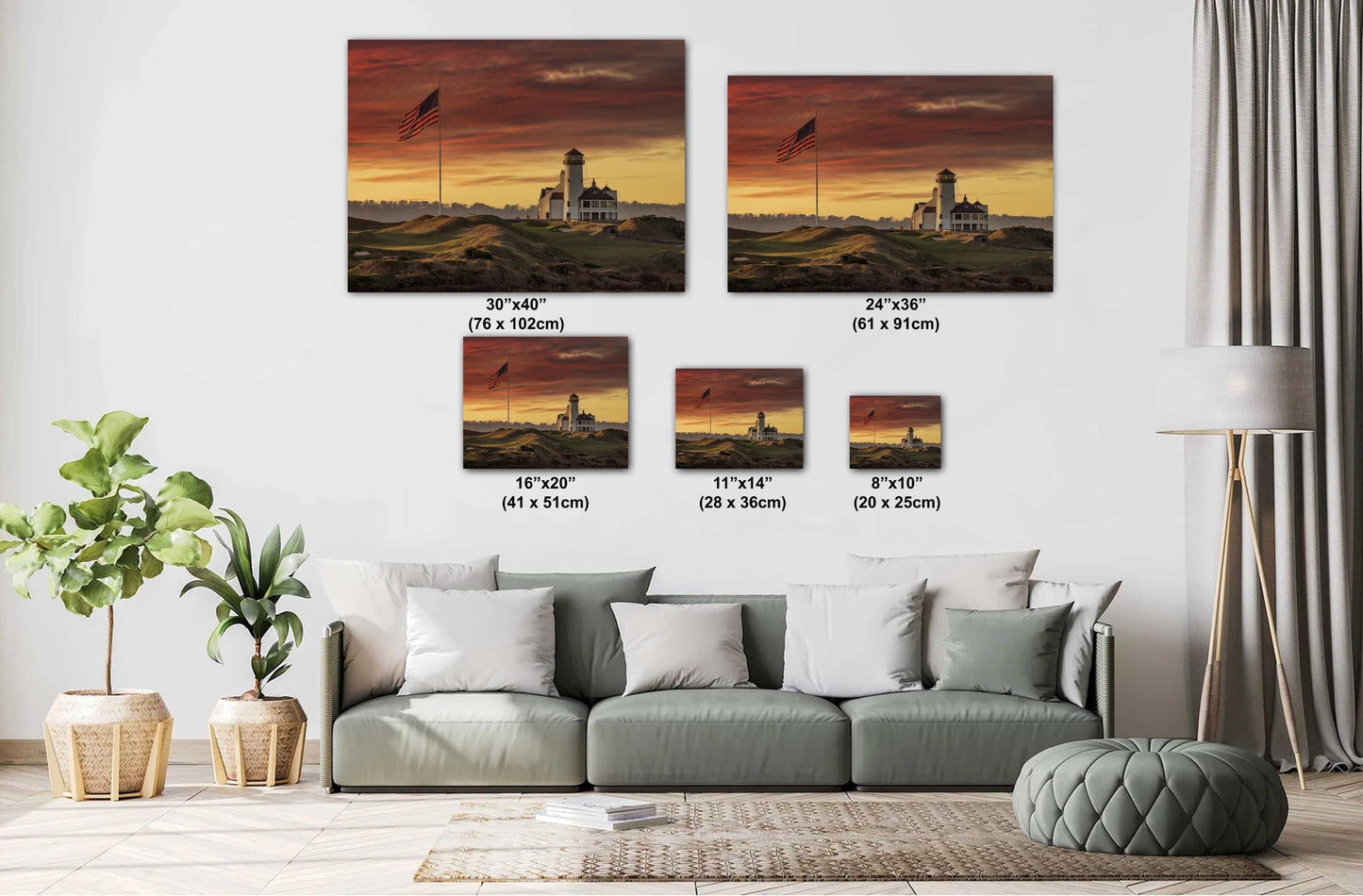 American Flag Sunset - Staten Island Ferry Patriotic Wall Decor Print