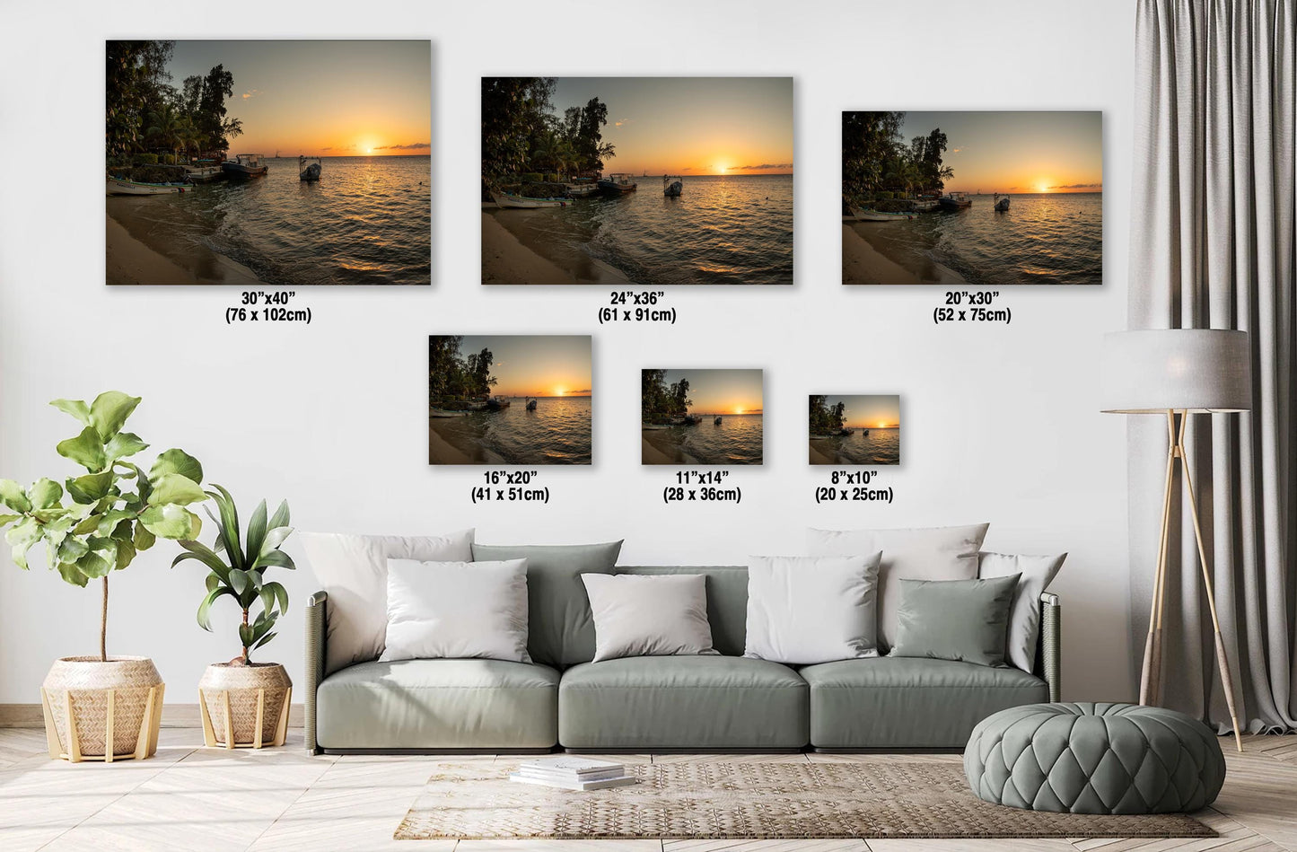 Roatan Island Wall Art – Vibrant Sunset Canvas | Tropical Beach Print Decor