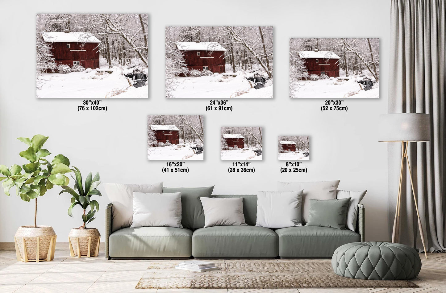 Winter Barn Canvas Print - Rustic Snowy Barn Decor | Ready to Hang Country Wall Art