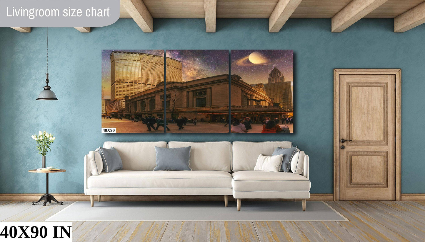 Manhattan Skyline Art – Grand Central Metal Print Poster | Urban Night Scene