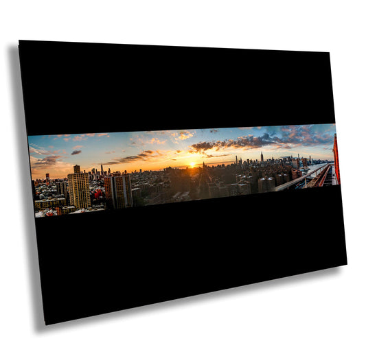 NYC Skyline Metal Print - Panoramic Cityscape Canvas | Vibrant Sunset Skyline Art