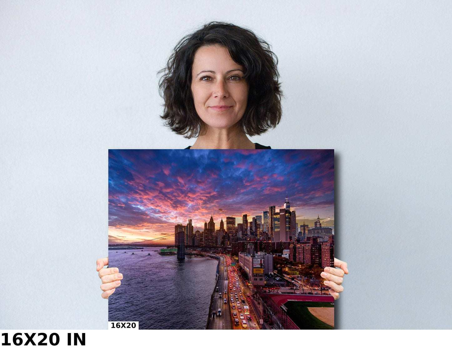 NYC Skyline Metal Print – Manhattan Bridge Art | Sunset Skyline Canvas Wall Decor