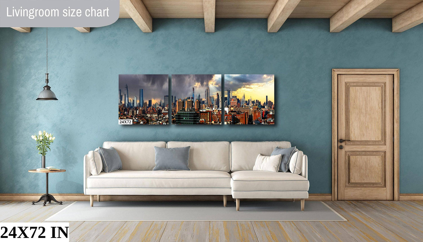NYC Midtown Storm Photography - Vibrant New York Skyline Art | Canvas & Metal Prints
