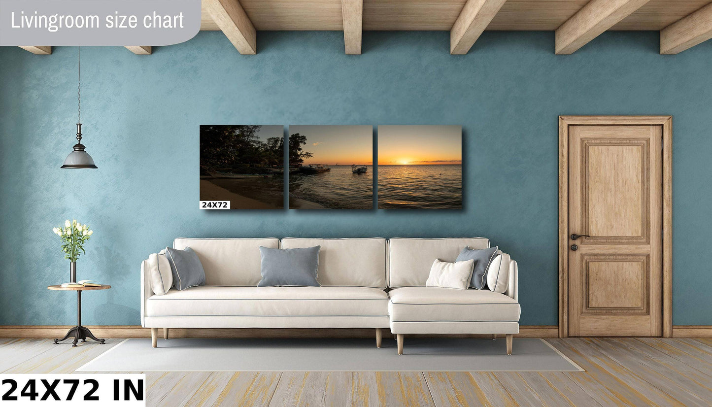 Roatan Island Wall Art – Vibrant Sunset Canvas | Tropical Beach Print Decor