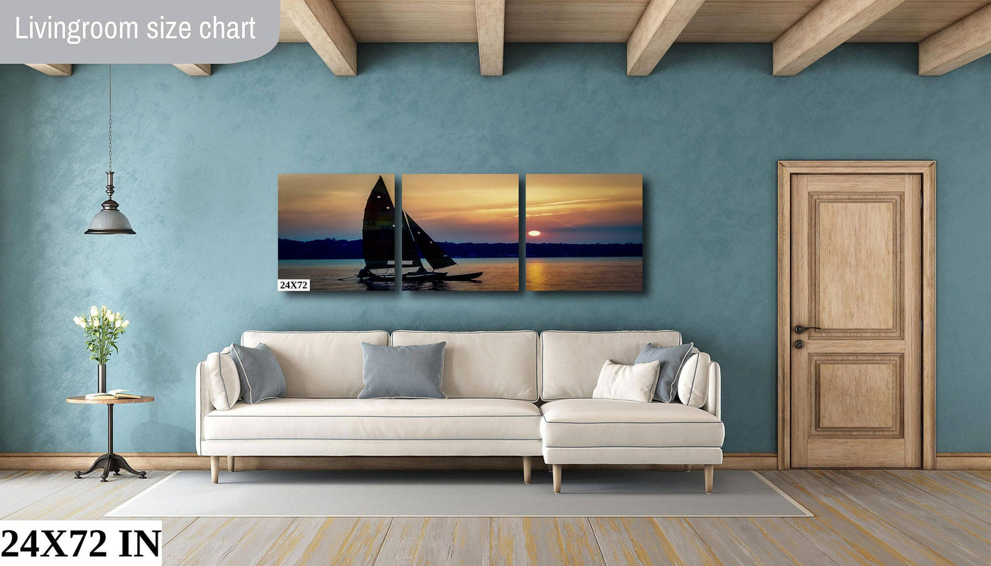 Orange Lake Sunset Canvas - Ready to Hang Canvas Wall Art | Newburgh NY Lake Decor