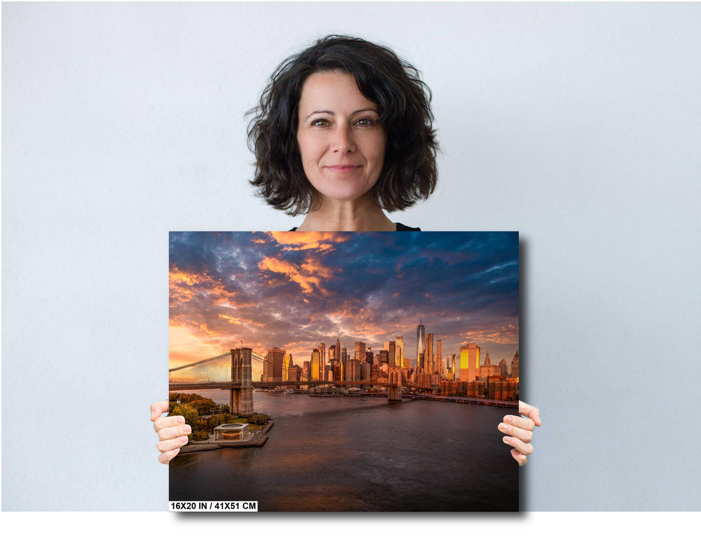 Brooklyn Bridge Metal Print – NYC Skyline Photo Urban River Sunset Wall Art