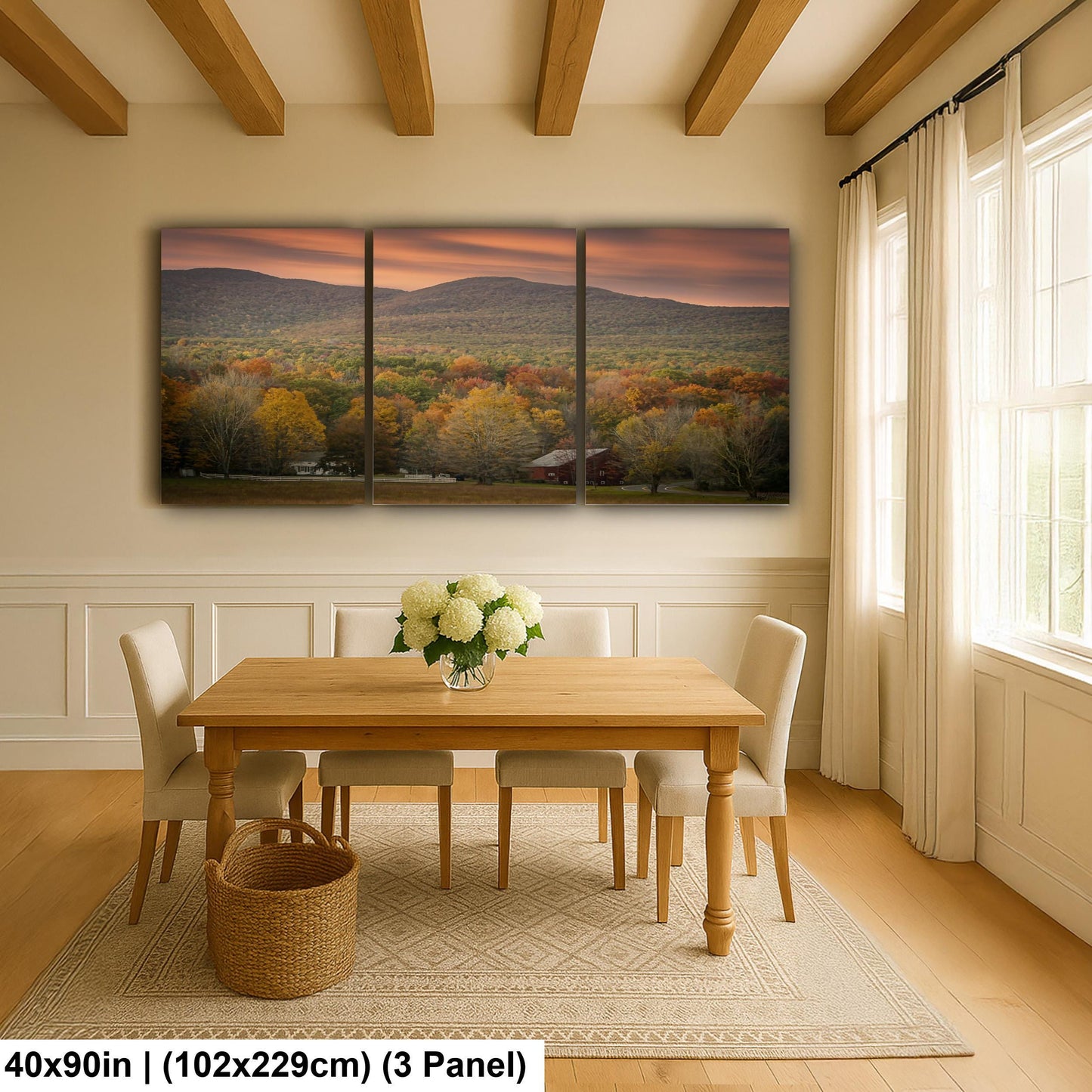 Catskill Mountain Farm Art – Autumn Landscape Art | Red Barn Canvas Print