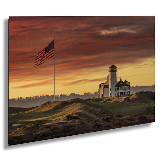 American Flag Sunset - Staten Island Ferry Patriotic Wall Decor Print