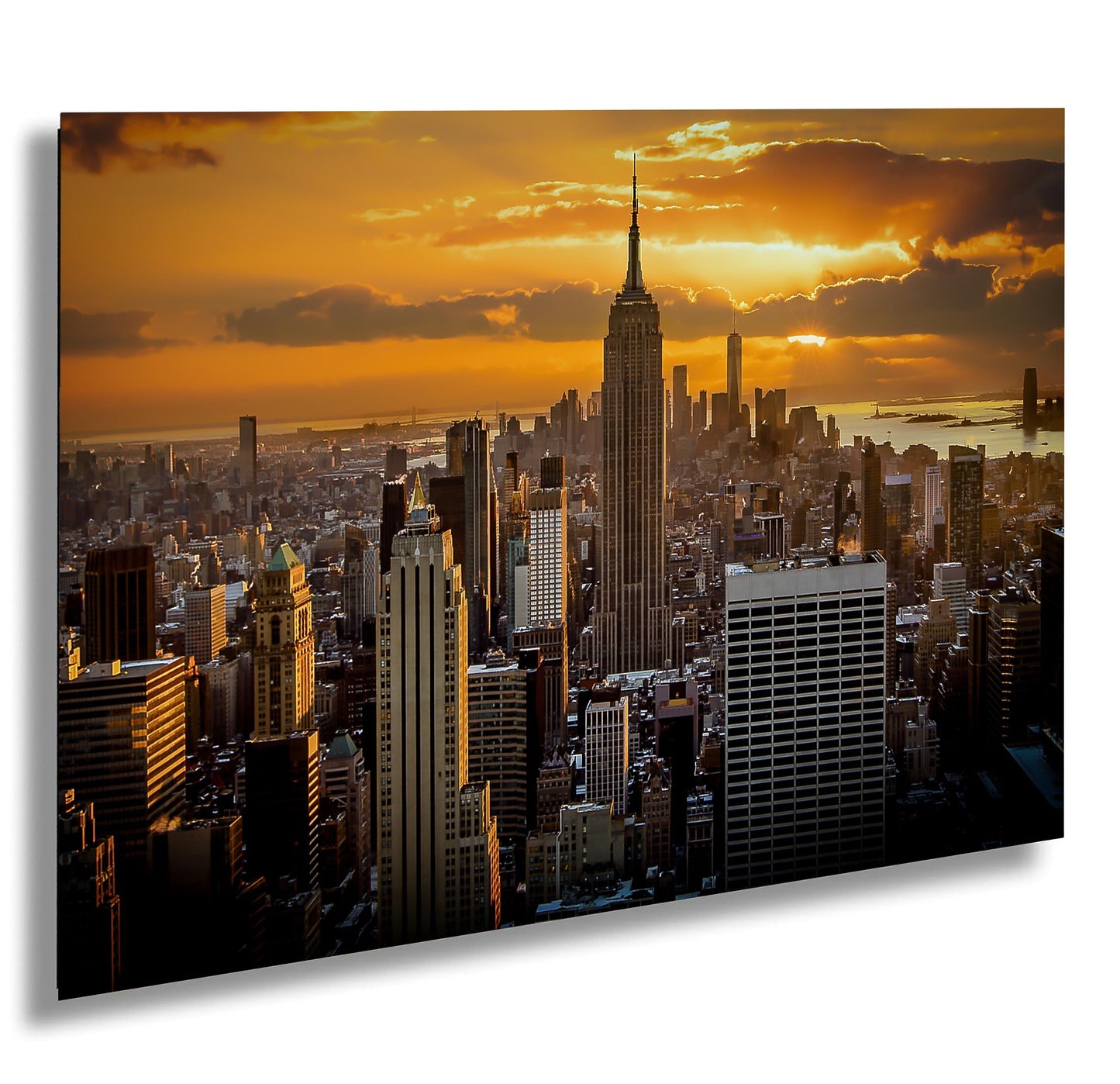 NYC Skyline Print - Top of the Rock Sunset Metal or Canvas Wall Art
