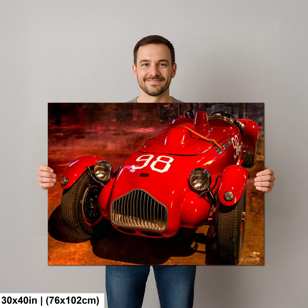 Vintage Race Car, #98 Red Open Wheel Motorsport Photograph Prints
