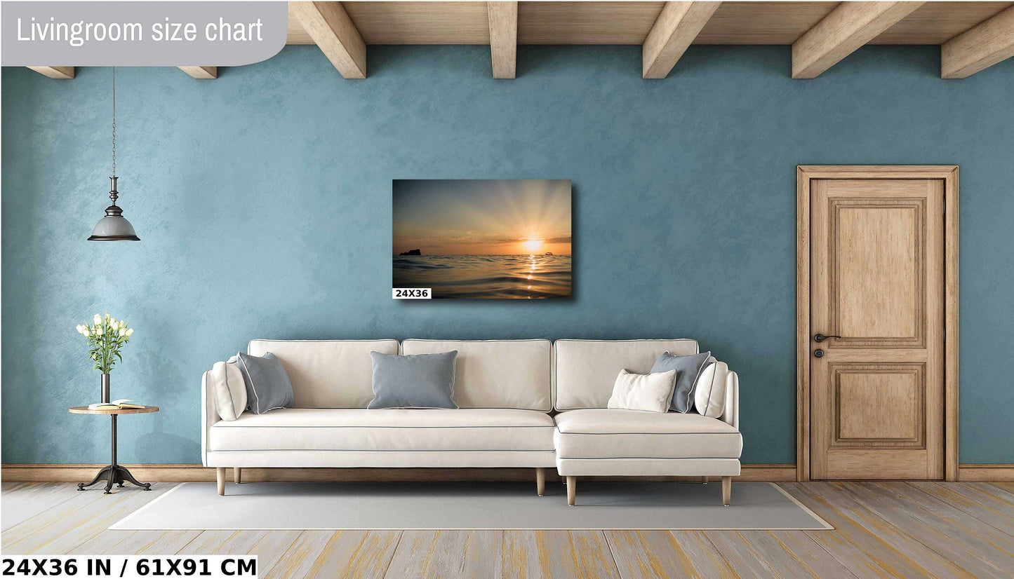 Ocean Sunset Canvas Print - Roatan Island Photography | Vibrant Sunset Poster Wall Art