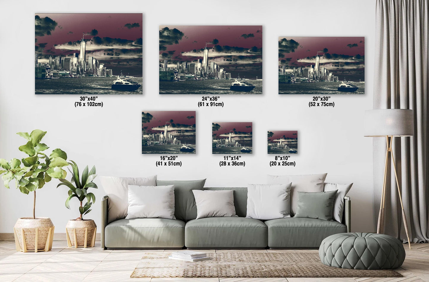 NYC Skyline Print - Lower Manhattan Sunset Cityscape | Battery Park Wall Art