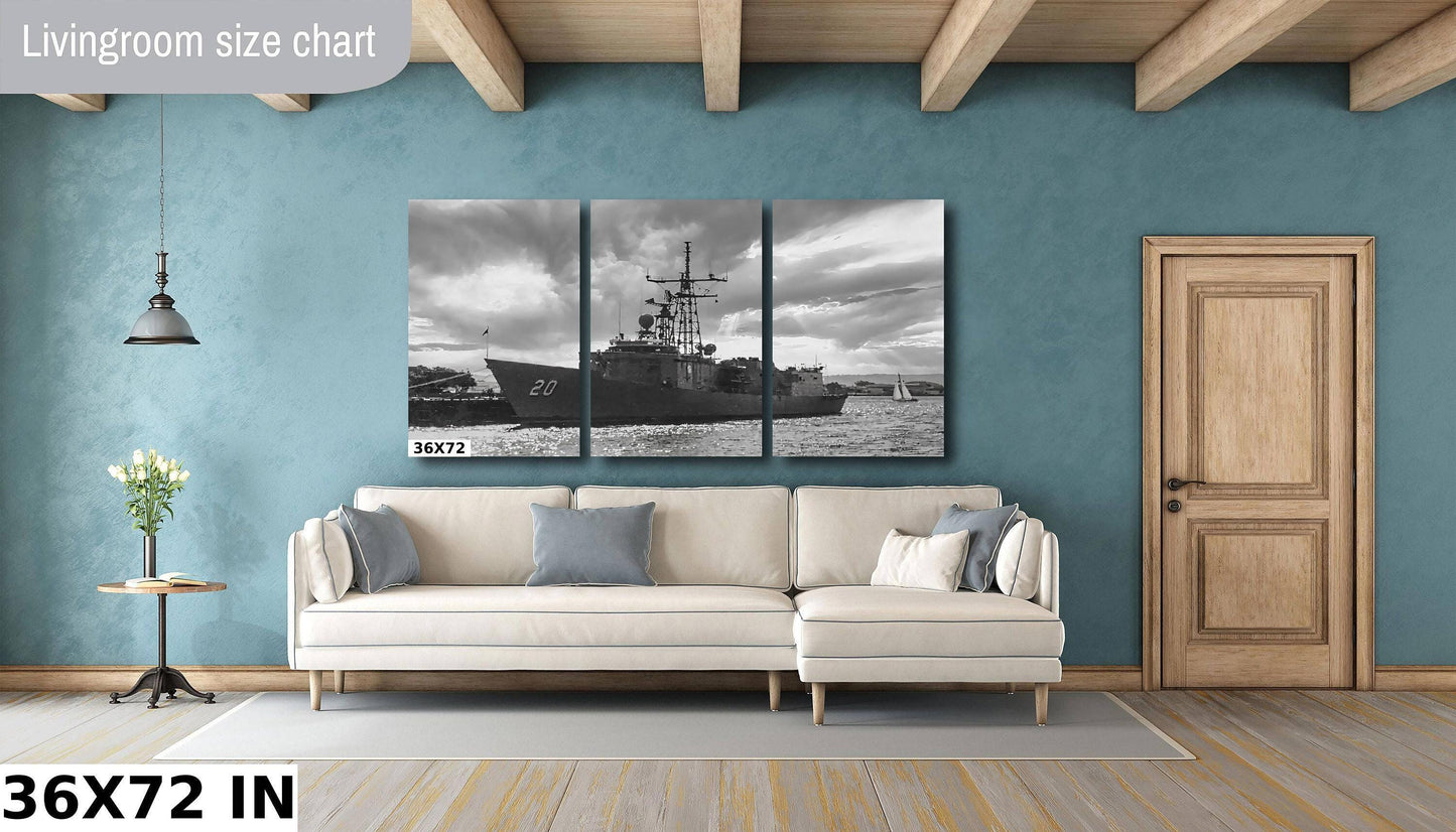 USS Antrim Canvas Print - Historic Navy Wall Decor | Military Art Sunset
