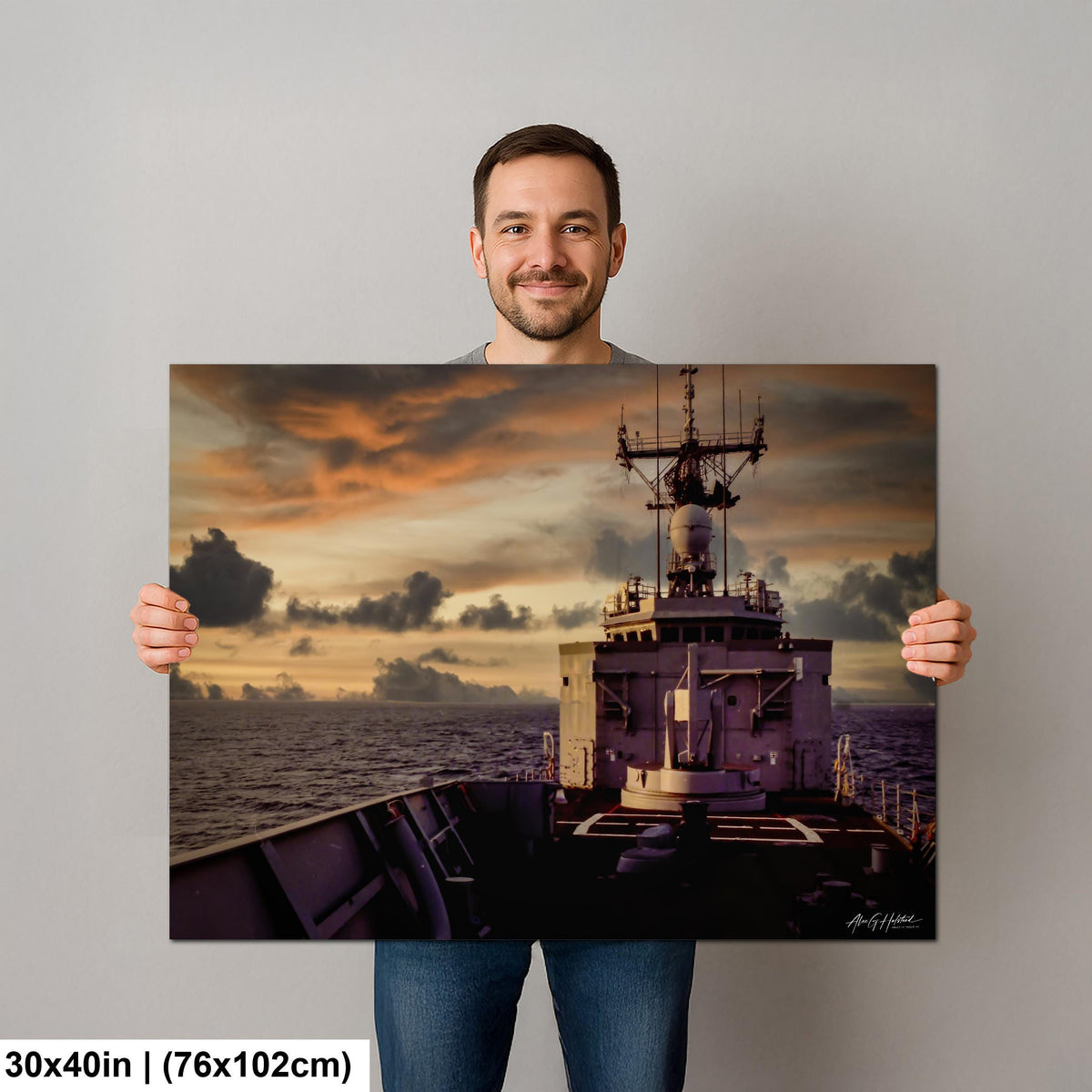 USS Antrim Photo Print, Perry Class Frigate Persian Gulf Sun 1983