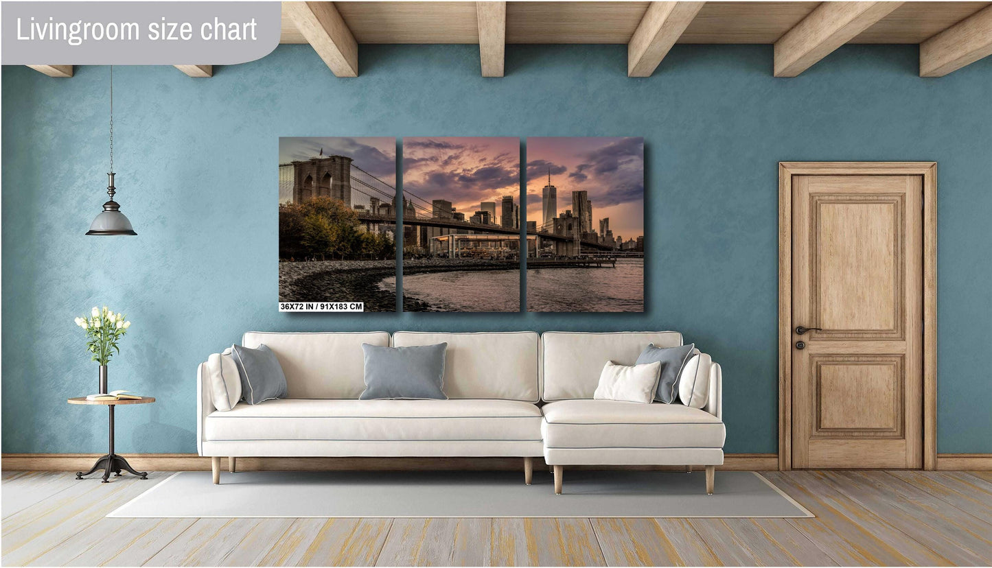 Brooklyn Bridge Art Print – Manhattan Cityscape Print | Sunset Wall Decor