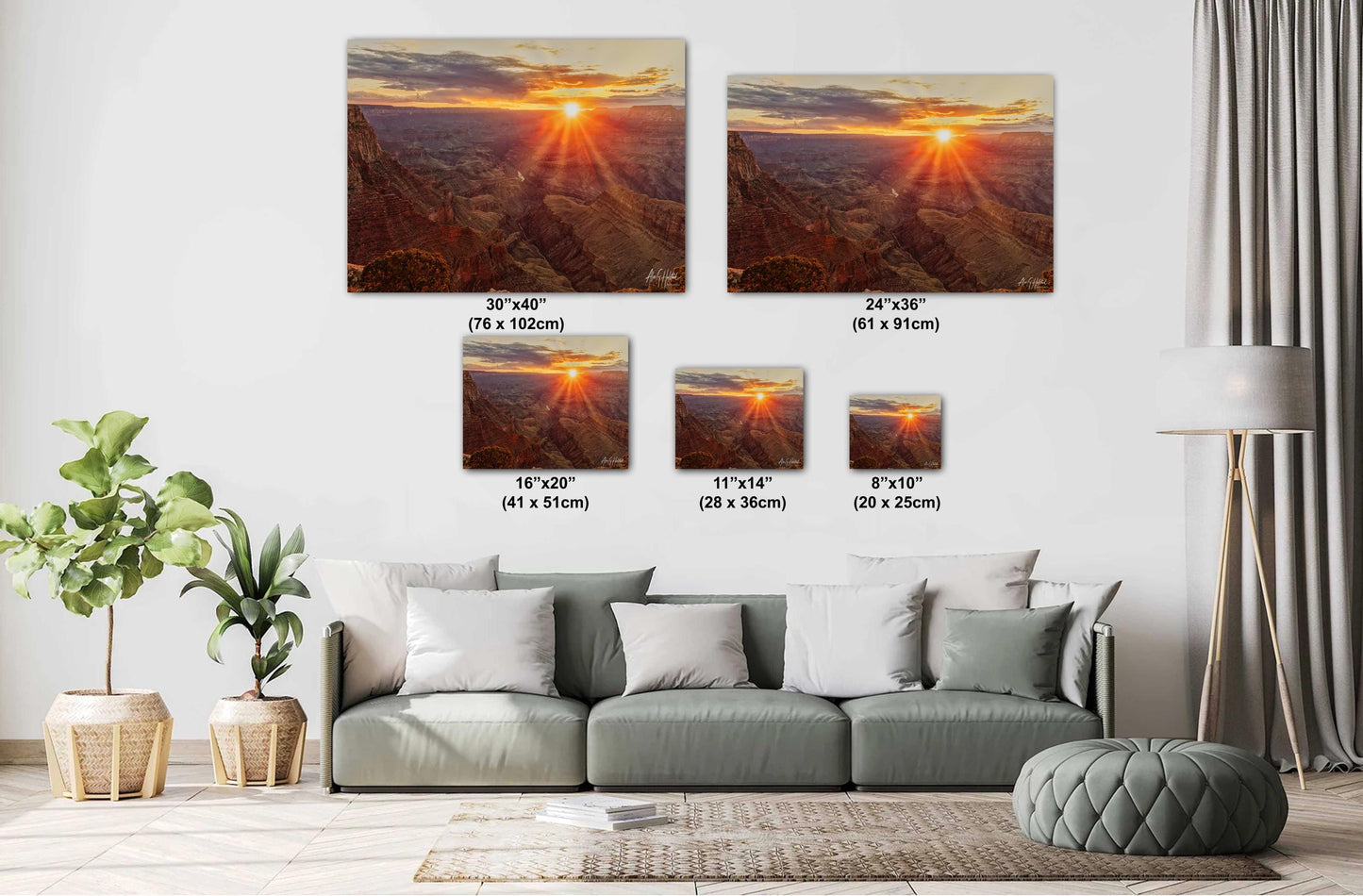 Sunset on the Grand Canyon wall art canvas acrylic and metal prints