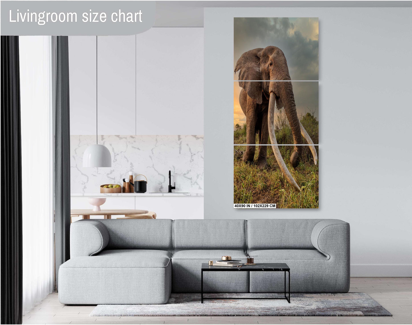 Elephant Canvas Print – Big Tusker Elephant Portrait | Amboseli Park Wildlife Wall Art