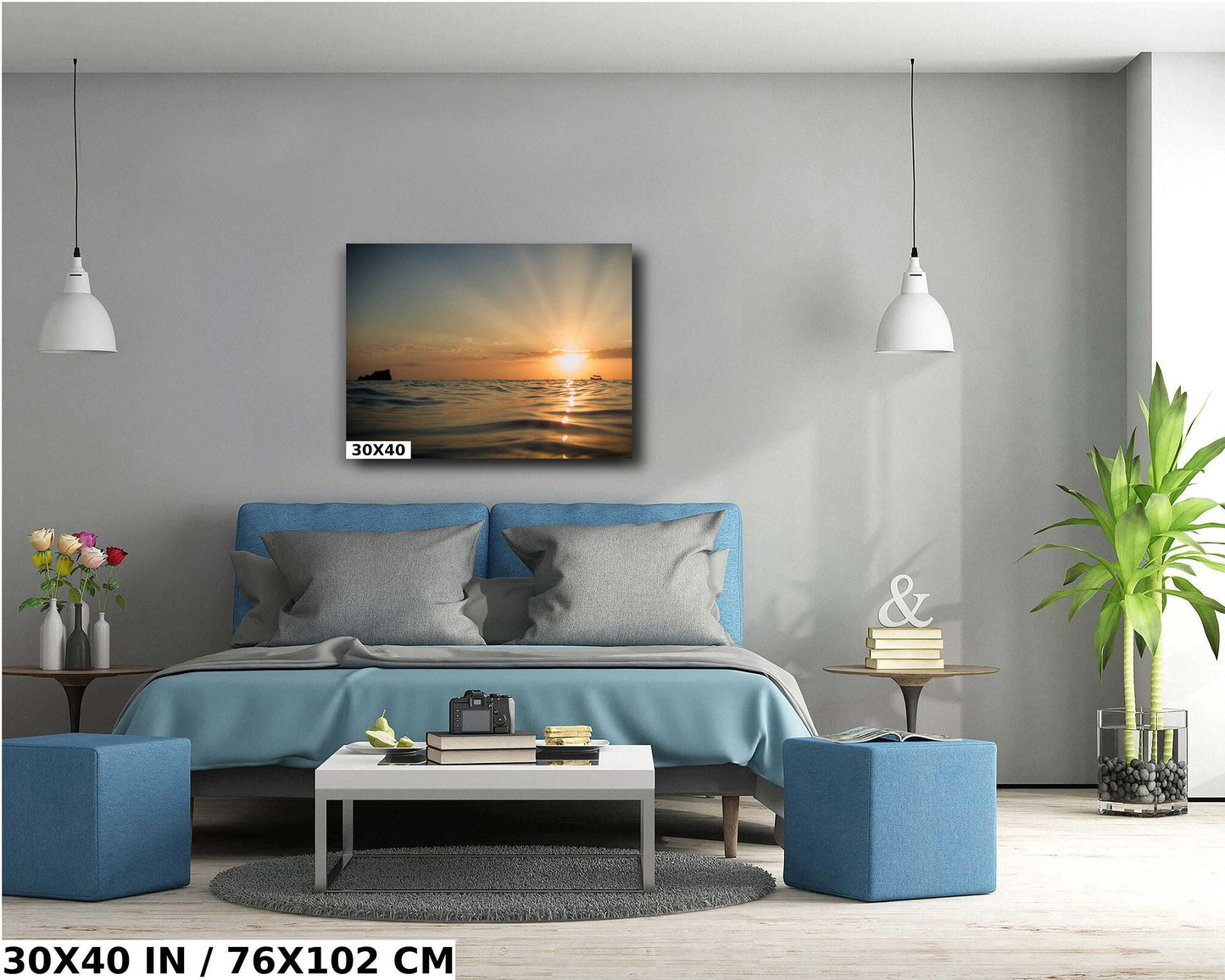 Ocean Sunset Canvas Print - Roatan Island Photography | Vibrant Sunset Poster Wall Art