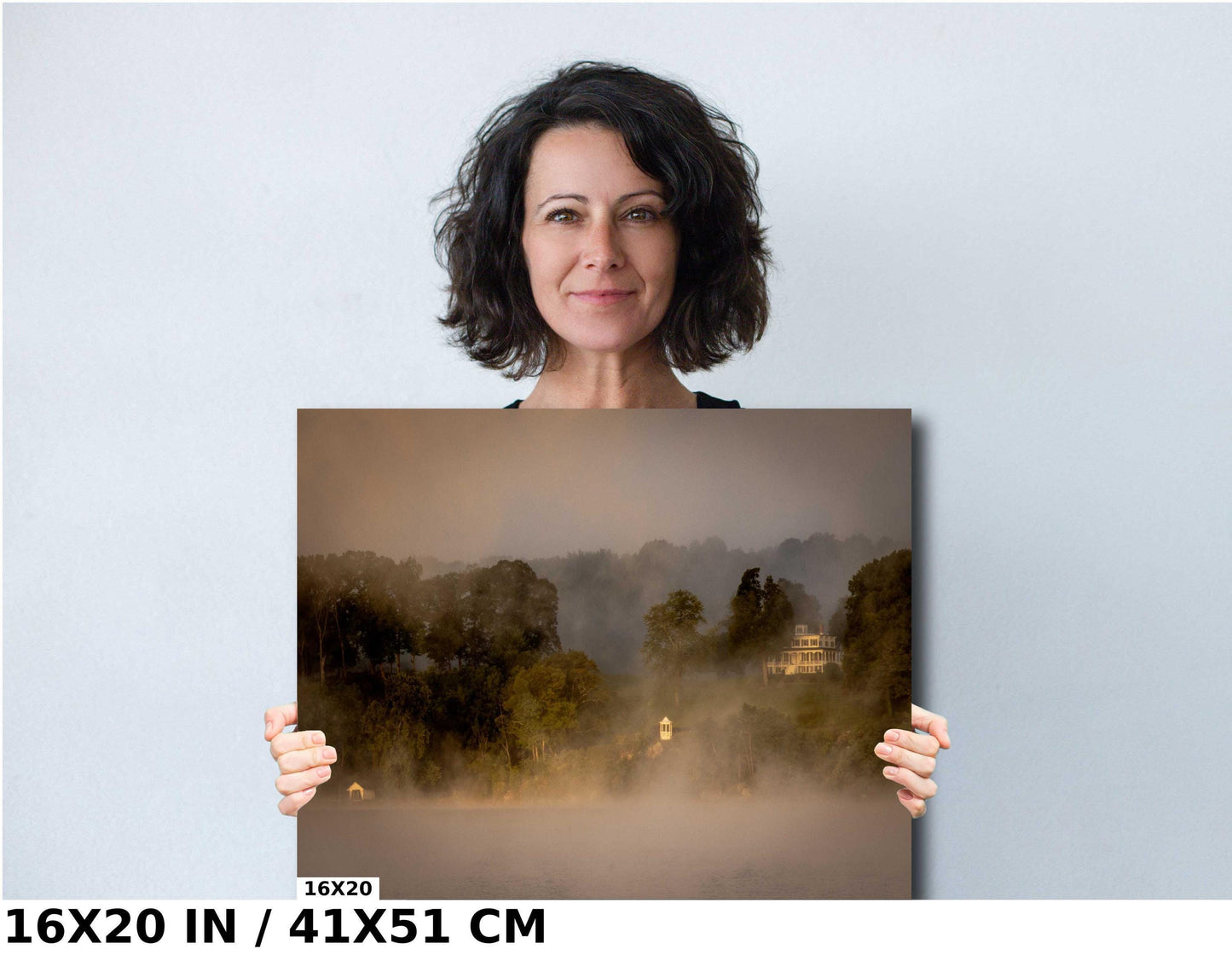 Hudson River Sunrise Print - Foggy Morning Art on Ready to Hang Canvas