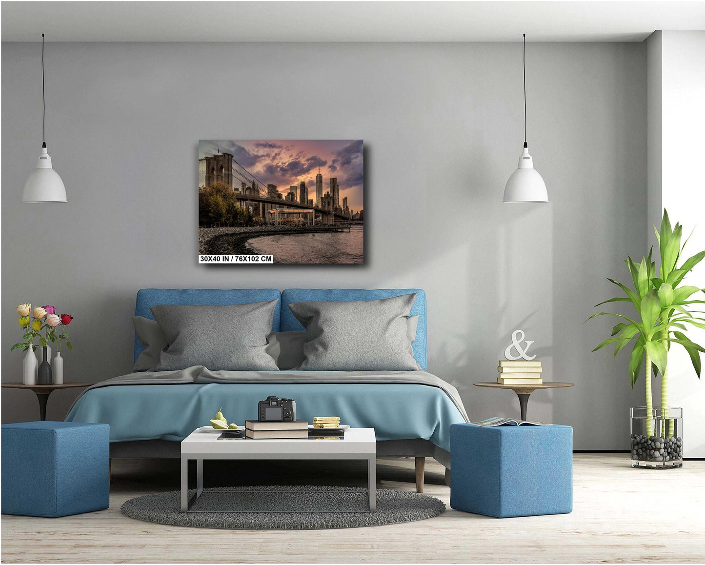 Brooklyn Bridge Art Print – Manhattan Cityscape Print | Sunset Wall Decor