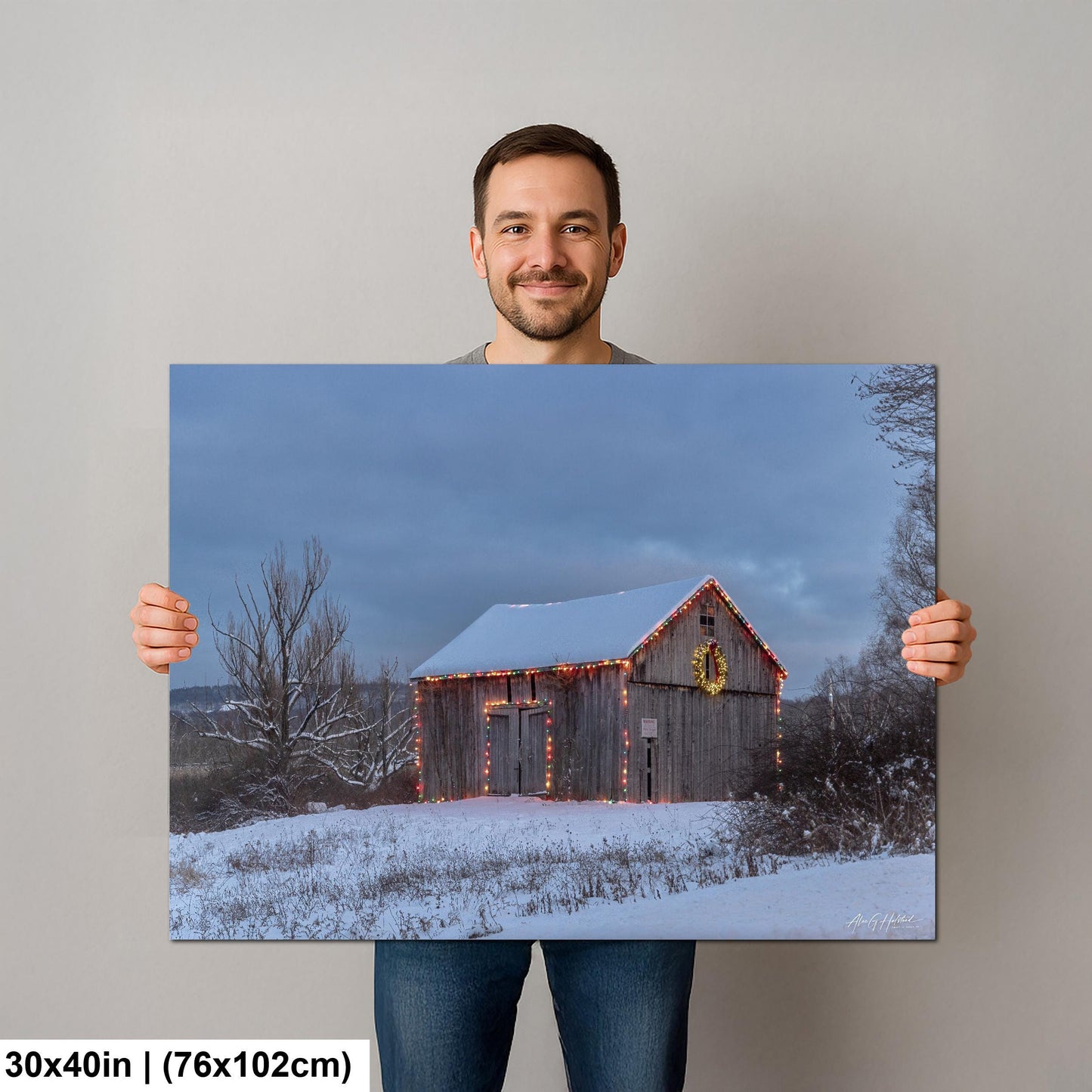 Snowy Barn, Hudson Valley Winter Landscape Photo | Glossy Paper, Canvas, Metal - Sizes 8x10–16x20