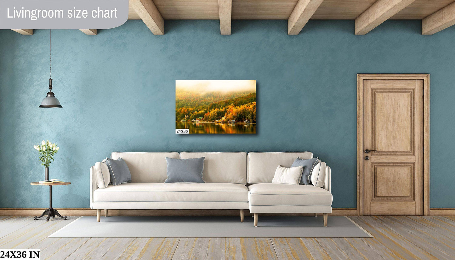 Tennessee River Canvas Print – Vibrant Fall Colors Wall Art | Mountain Landscape