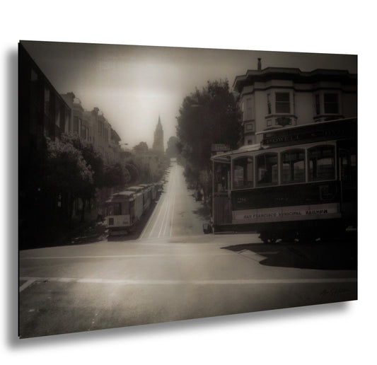 San Francisco Trolleys | Vintage Cable Cars On Steep Hills - Glossy Photo Print