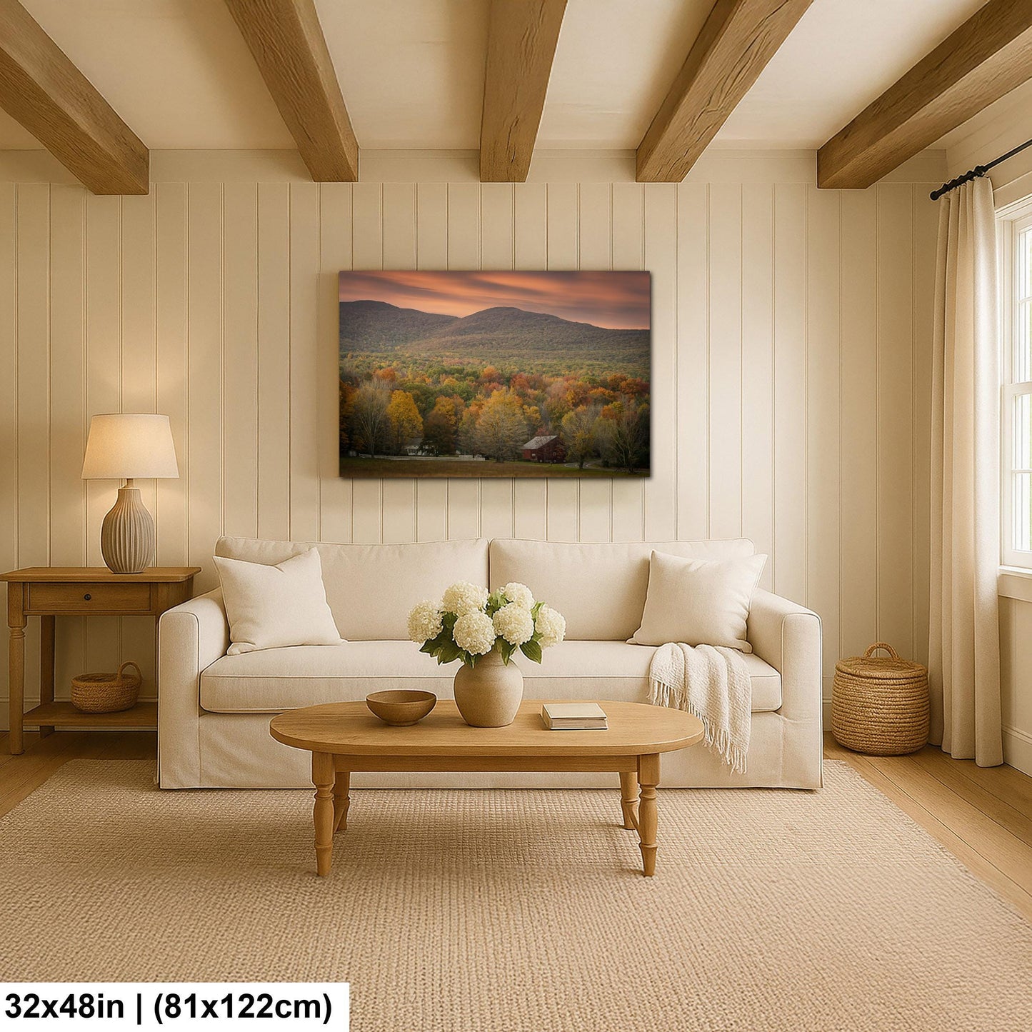 Catskill Mountain Farm Art – Autumn Landscape Art | Red Barn Canvas Print
