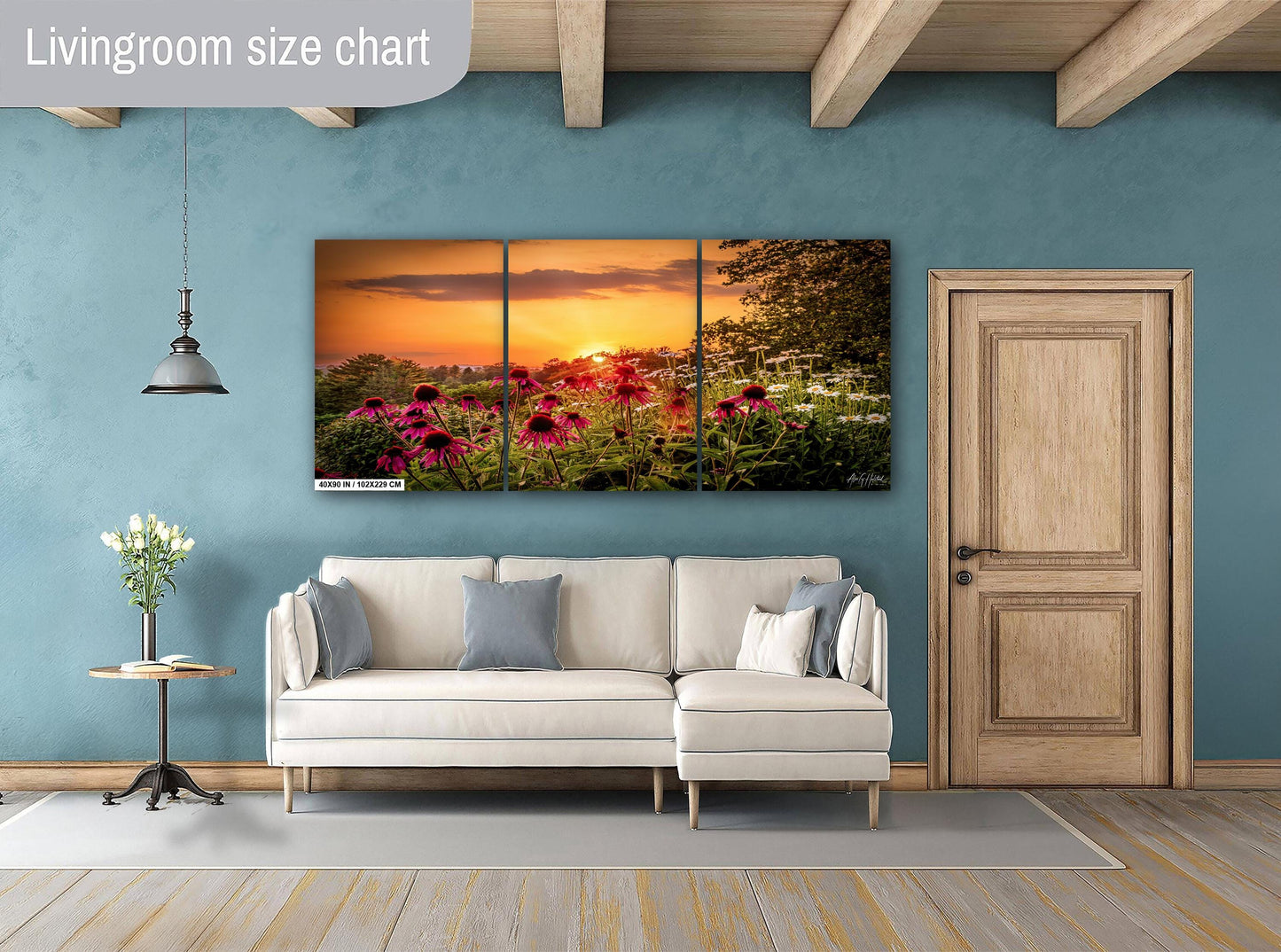 Sunset Flowers Canvas Print - Vibrant Wildflower Wall Art | Ready to Hang Nature Decor