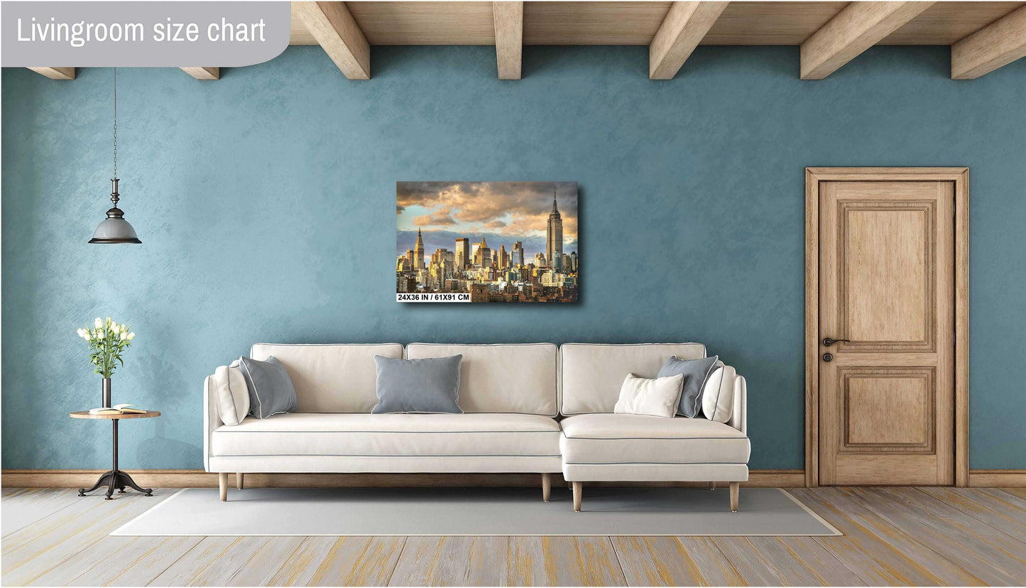Mid town Bathed in light at the end of a cloudy day from lower east side metal print canvas print color photography   poster