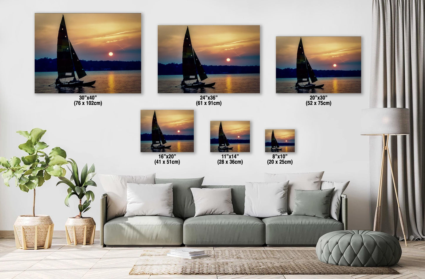 Orange Lake Sunset Canvas - Ready to Hang Canvas Wall Art | Newburgh NY Lake Decor