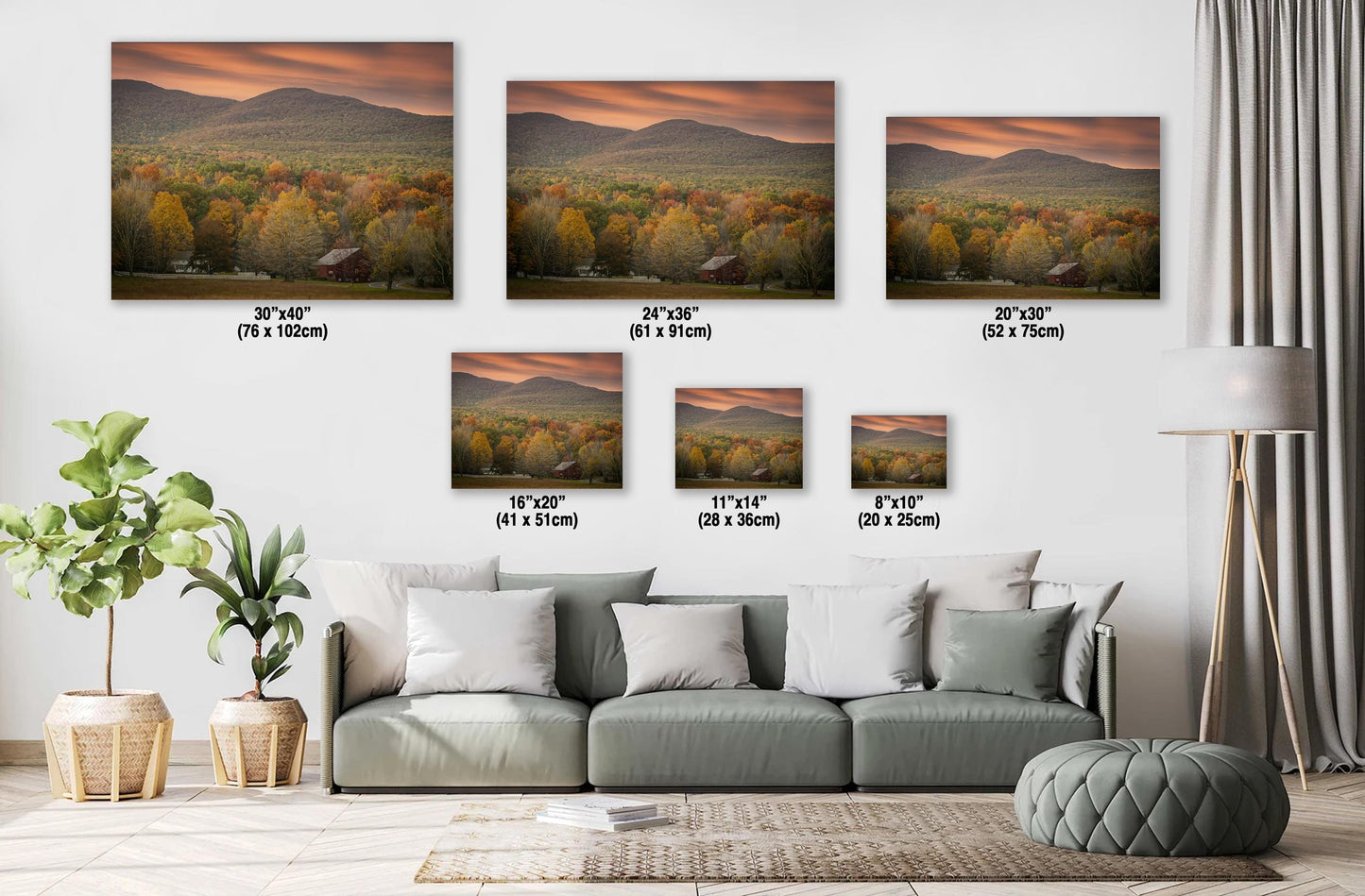 Catskill Mountain Farm Art – Autumn Landscape Art | Red Barn Canvas Print