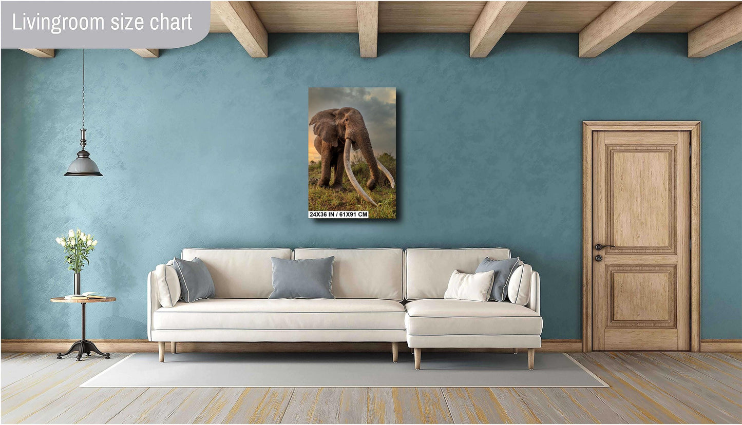 Elephant Canvas Print – Big Tusker Elephant Portrait | Amboseli Park Wildlife Wall Art