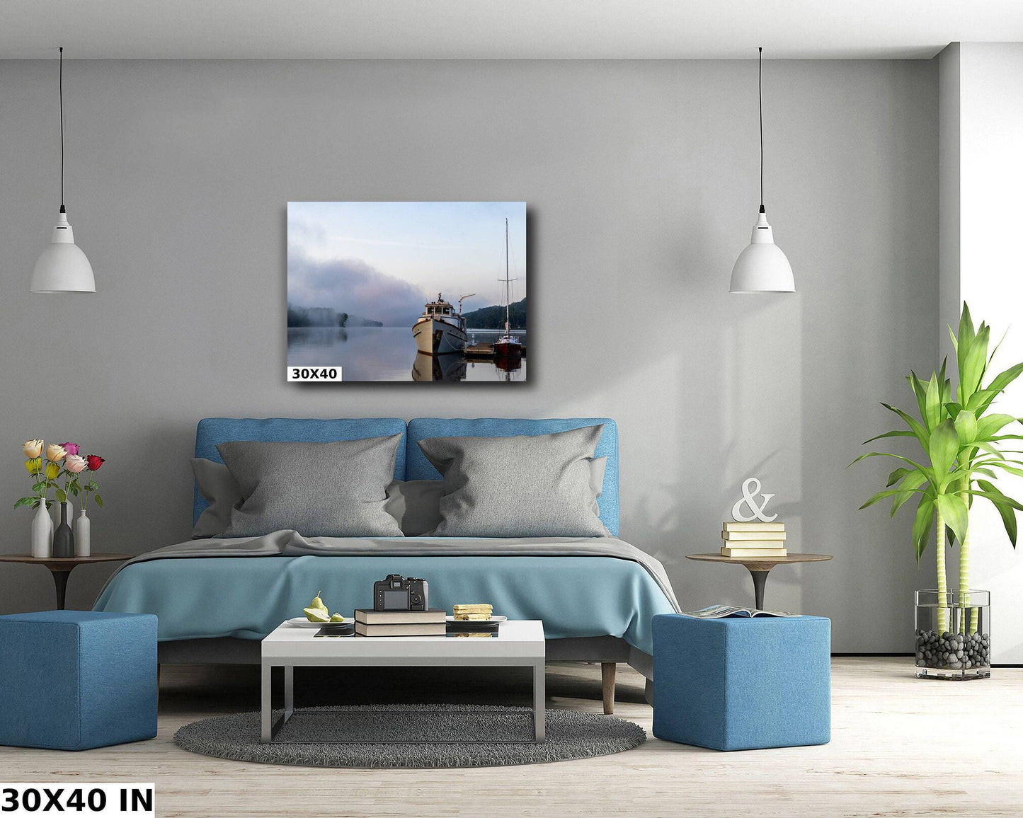 Hudson River Wall Art – Marina Wall Decor | Sunrise Boat Scene on Metal Photo Canvas