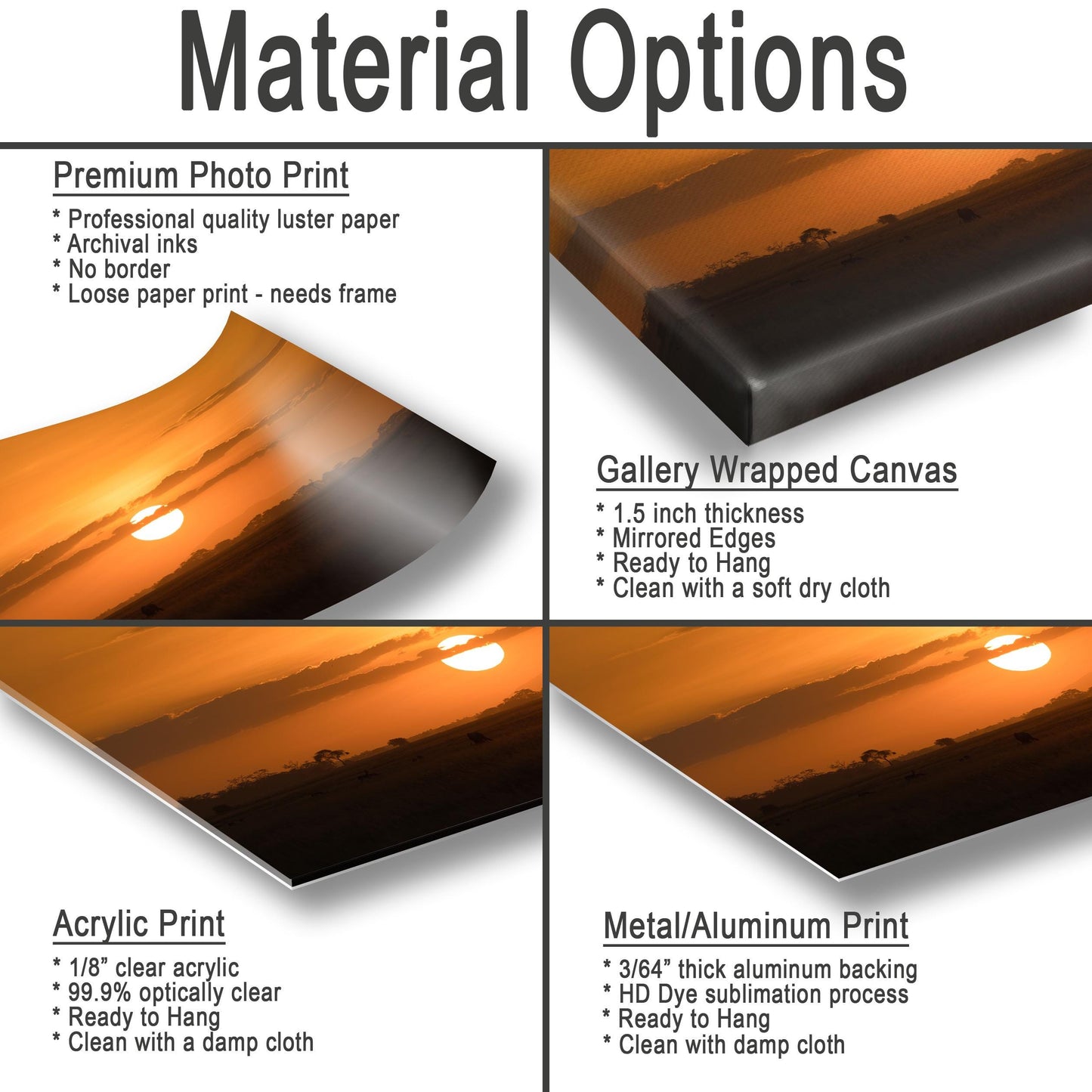 Kenya Sunset Canvas Print - Amboseli National Park Safari Wall Decor