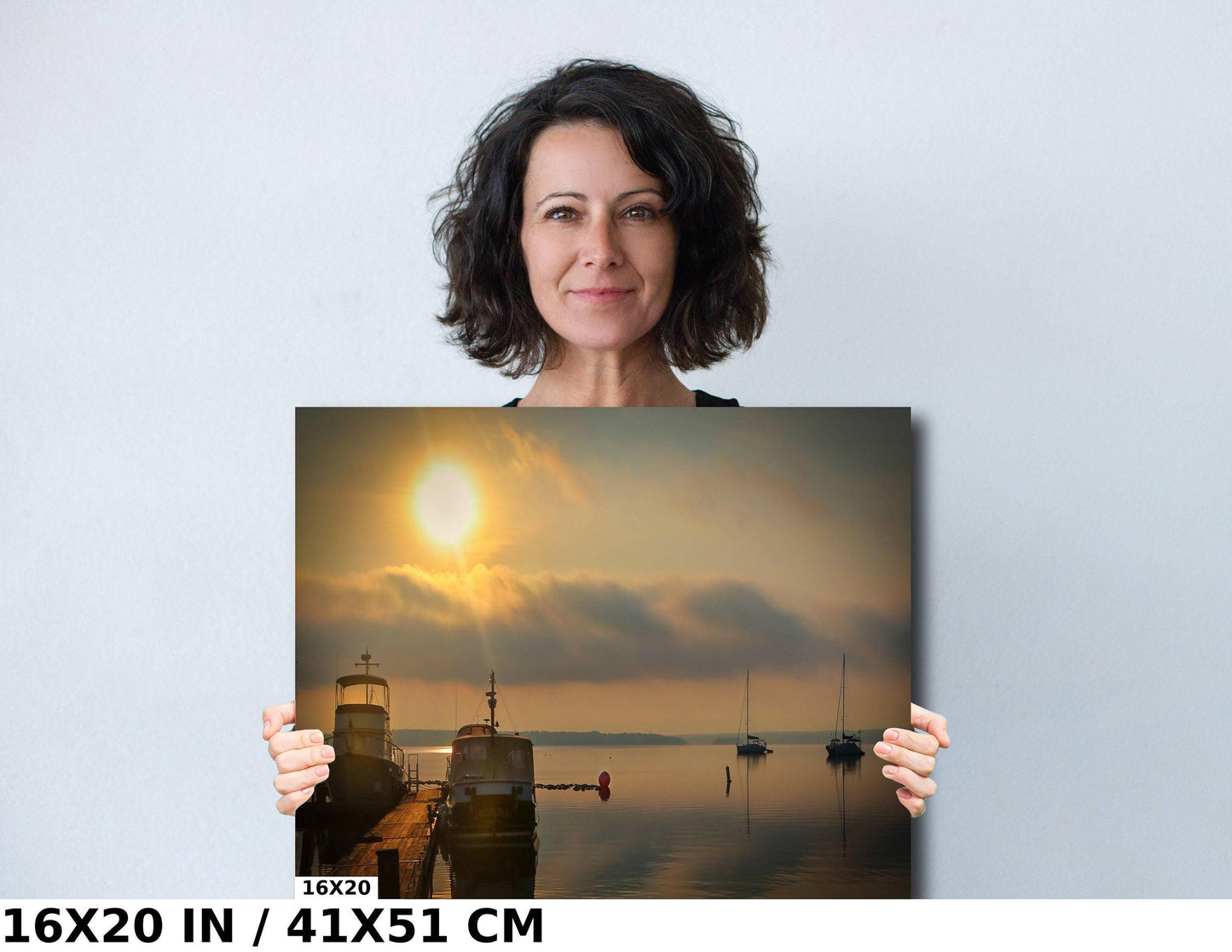 Hudson River Sunrise Print – Foggy Marina Art | New Baltimore Wall Decor