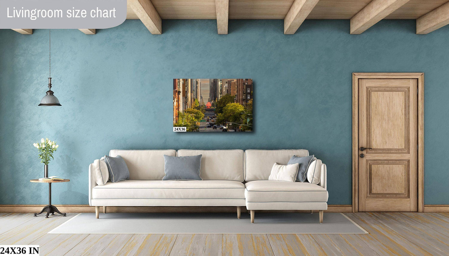 NYC Metal Print – High Line Photo With Red Tree Urban Landscape Wall Art
