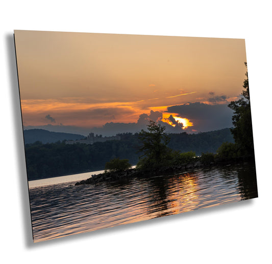 Hudson River Sunset Print – Vibrant River View, Stormy Sky Photography Canvas