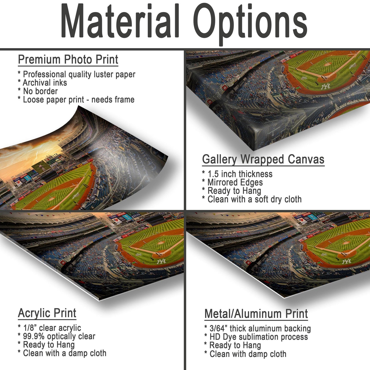 Yankee Stadium Metal Print – Panoramic NYC Stadium Wall Art With Sunset Colors