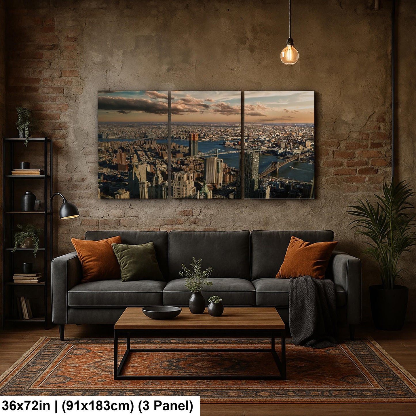 Manhattan Brooklyn Bridges Urban Cityscape Photo | NYC Skyline View Wall Decor