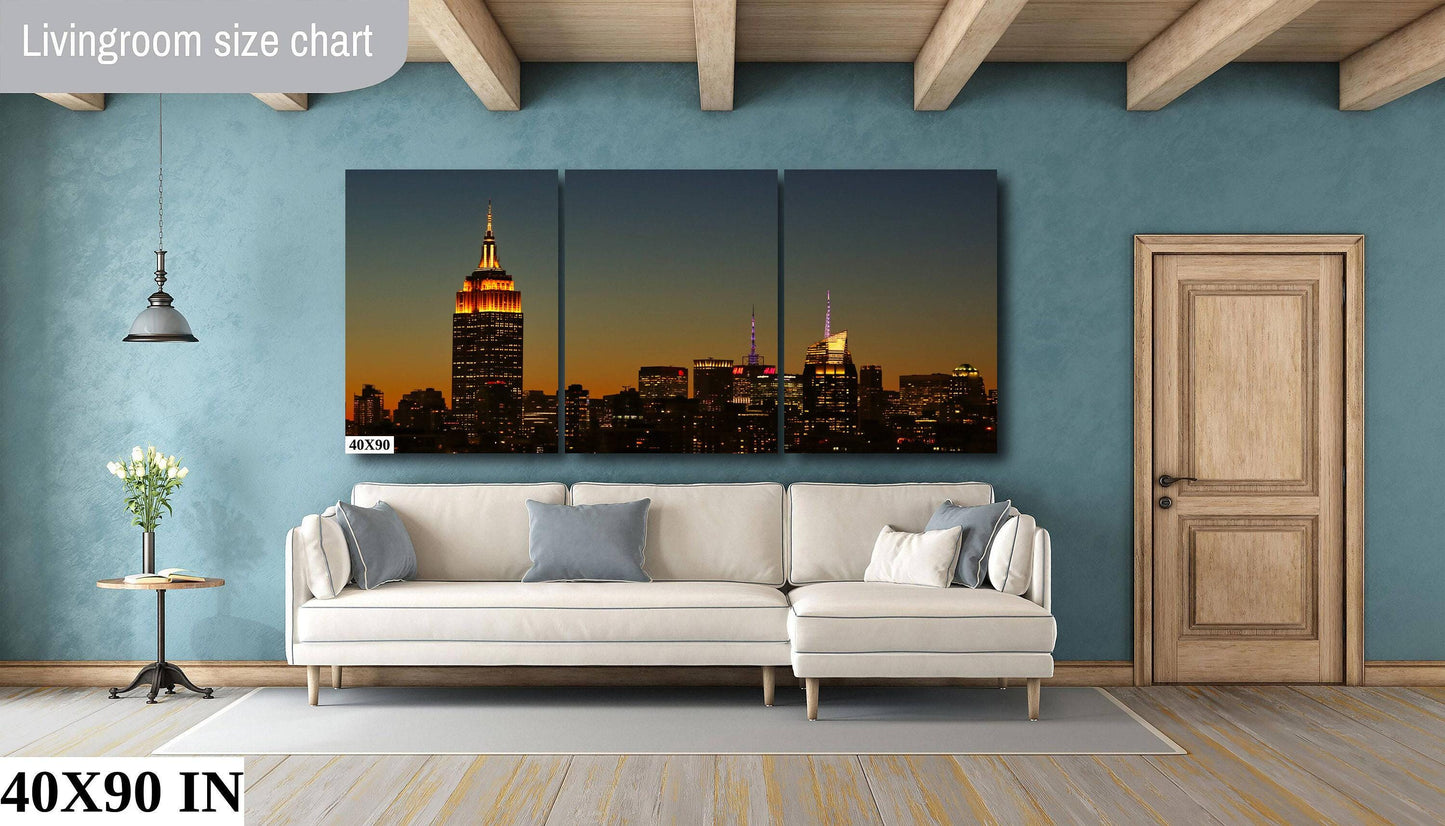 NYC Skyline Metal Print – Golden Hour Photography Urban Cityscape Art Poster