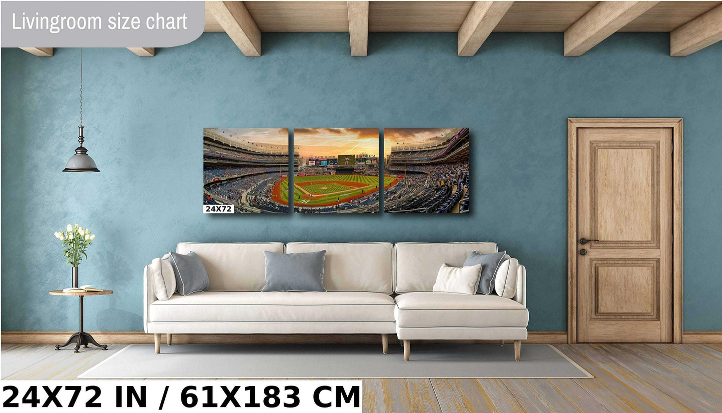 Yankee Stadium Metal Print – Panoramic NYC Stadium Wall Art With Sunset Colors
