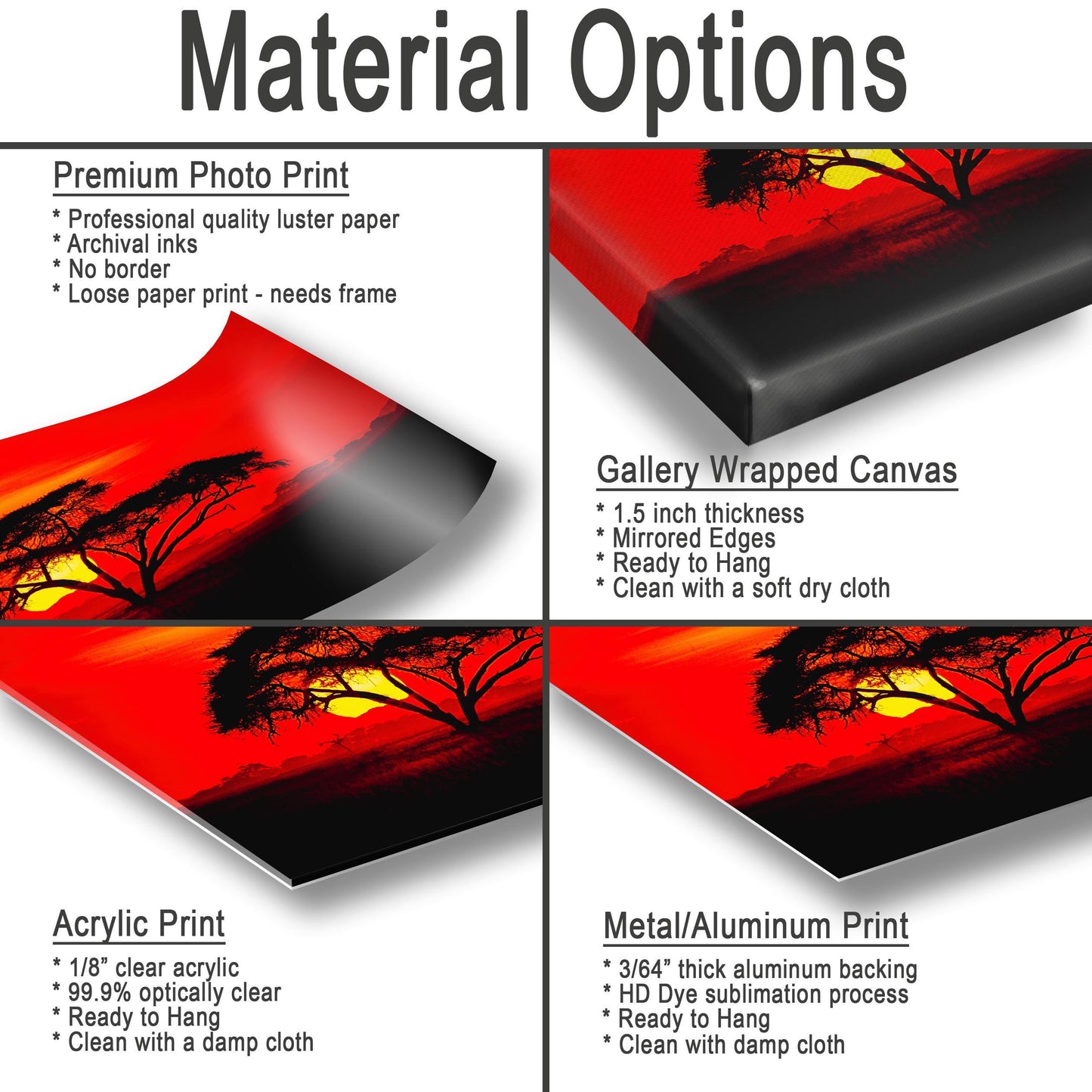 Amboseli Sunset Canvas | Kenya National Park Art - Wildlife Safari Wall Decor