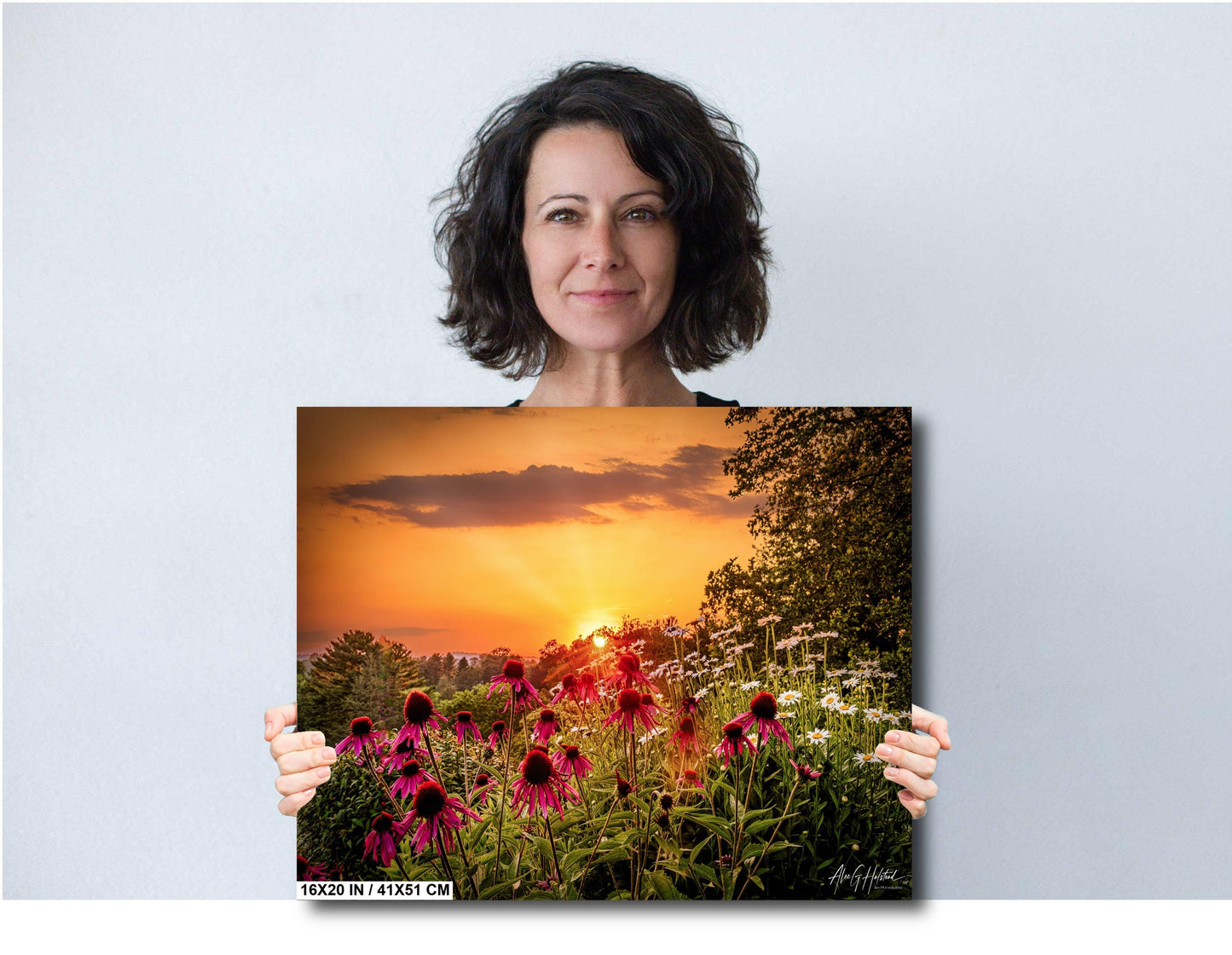 Sunset Flowers Canvas Print - Vibrant Wildflower Wall Art | Ready to Hang Nature Decor